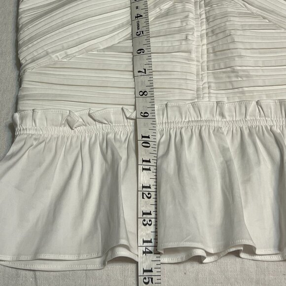 WHBM White Halter Peplum Top Size 8 Pleated Keyhole Bridal Summer - Picture 9 of 9